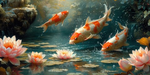 Obraz na płótnie Canvas Tranquil Koi Underwater