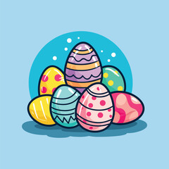 easter card with eggs and bunny