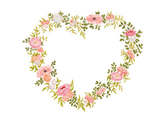 Cœur fleurs roses vintage