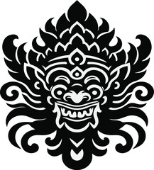 Fototapeta premium Barong traditional ritual Balinese mask vector illustration