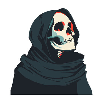 Skull in Hoodie - Urban Streetwear Graphic Design with Edgy Attitude and Modern Aesthetics for Fashionable Rebels and Trendsetters - Flat Vector Illustration