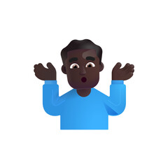 Man Shrugging : Dark Skin Tone