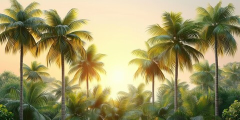 Fototapeta na wymiar Palm Trees Transparent Serenity