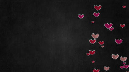 heart doodles chalk on blackboard wallpaper,hearts painted with chalk, valentine and love concept  background, blank design template