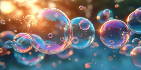 Soap Bubbles Transparent Whimsy - obrazy, fototapety, plakaty