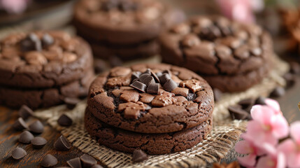 Fototapeta premium Soft baked choclate cookie well decorated product photo