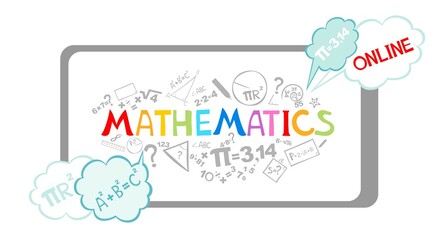 Online math course. Learning mathematics in internet, idea of distance education and knowledge. Science, technology, engineering, mathematics education. Isolated flat  illustration