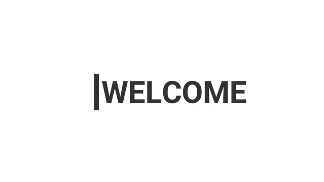 welcome text fade in animation. opening video with welcome letter. welcome animation with white background. 