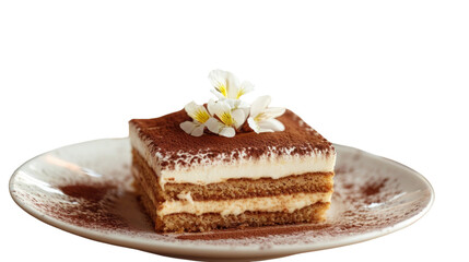 Obraz na płótnie Canvas Slice of Cake on White Plate, Delicious Dessert Food Photography