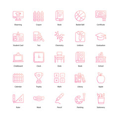 back to school icons set isolate white background vector stock illustration