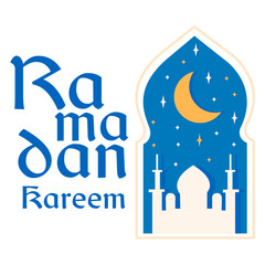 Ramadan Kareem flat vector illustration. Islamic greeting card background vector illustration.