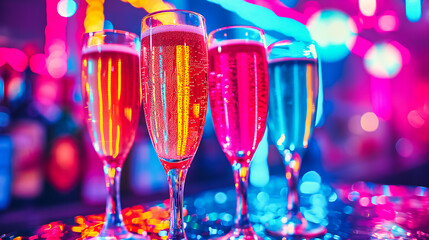 Festive Champagne Celebration: Bubbles and Sparkles for Holiday or Party Toast