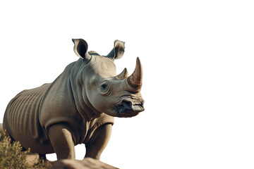 Obraz premium A rhinoceros and a place to copy. Isolated transparent background.