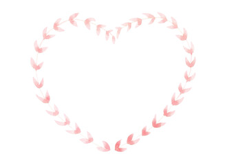 Cœur feuilles roses aquarelle