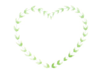 Obraz premium Cœur feuilles vertes aquarelle