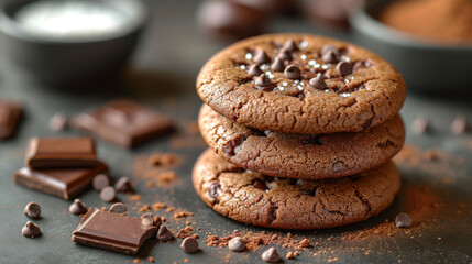 Soft baked choclate cookie well decorated product photo