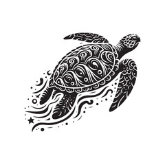 Fototapeta premium Oceanic Odyssey: A Diverse Collection of Majestic Turtle Silhouettes - Turtle Illustration - Turtle Vector - Reptile Silhouette 