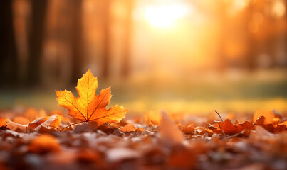 Naklejka na ściany i meble Beautiful autumn landscape with Colorful foliage in the park_Generative AI