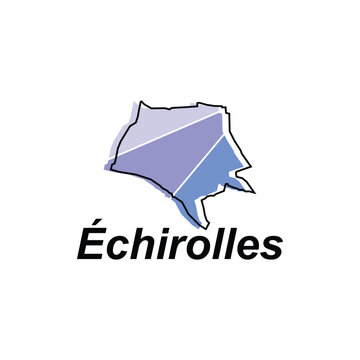 Echirolles City of France map vector illustration, vector template with outline graphic sketch style isolated on white background