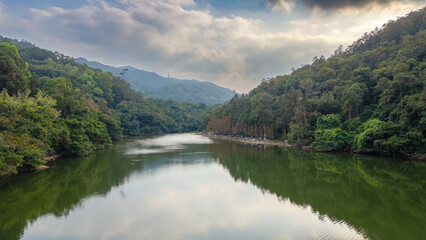 Lau Shui Heung Reservoir pond shoreline Jan 20 2024