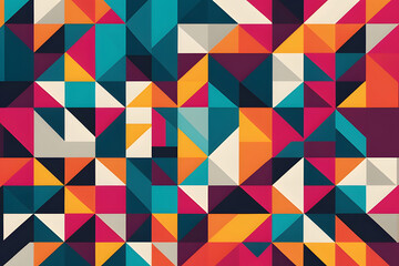 Fototapeta premium Colorful Geometric Mosaic Seamless Pattern in Retro Style .Light Elements Wallpaper and Design Illustration..