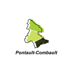 Pontauit Combault map. vector map of France capital Country colorful design, illustration design template on white background
