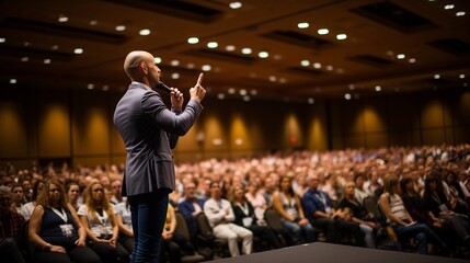 Man Standing in Front of a Crowd of People - Capturing the Power of Public Speaking