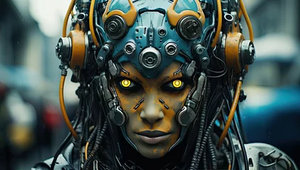 Fototapeten Woman in a futuristic robotic transhuman gears.  © Photo And Art Panda