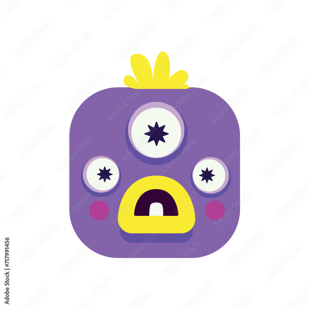 Poster avatar of square monster in cartoon design. the funny square monster avatar create a memorable and e