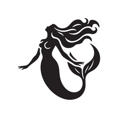 Captivating Nautical Melodies: Sea Siren Silhouette Collection Conjuring Maritime Enchantment - Sea Siren Illustration - Sea Siren Vector
