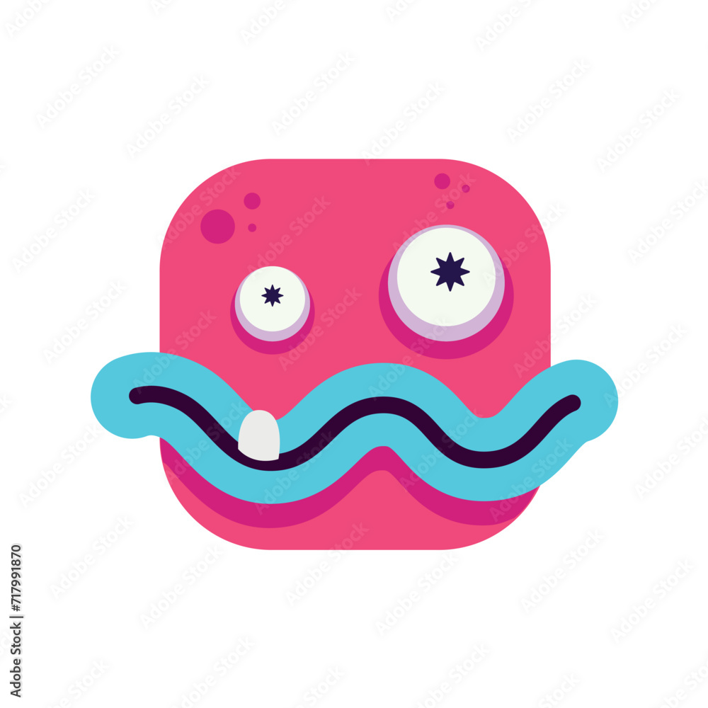 Poster avatar of square monster in cartoon design. the cartoon design of the square monster avatar adds a p
