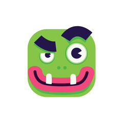 Avatar of square monster in cartoon design. This illustration masterfully combines design elements to showcase the endearing nature of the square monster avatar. Vector illustration.