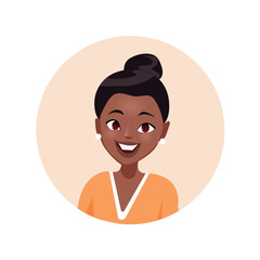 Avatar of happy person in cartoon design. This illustration masterfully combines design elements to showcase the beauty and individuality of the woman's avatar. Vector illustration.