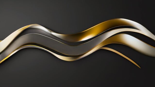 A feature of flowing golden wavy patterns. The gold against the black background gives a luxurious and sophisticated impression, with a design that draws the eye with movement and flow.
