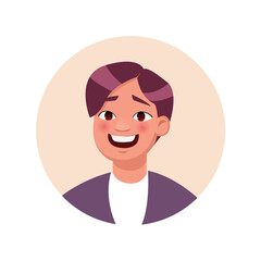 Avatar of happy person in cartoon design. A whimsical cartoon design featuring a man's avatar, inviting viewers to connect with his character and personality. Vector illustration.