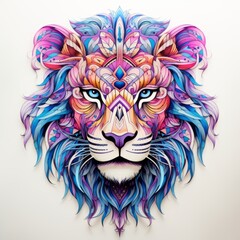 Fototapeta premium Lion Abstract Colorful Animal God Bright Artistic Fantasy Mystique Digital Generated Illustration