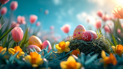 Obraz na płótnie Canvas eggs in grass