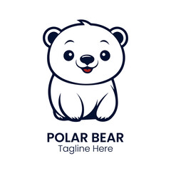 polar bear cartoon mascot logo vector design illustration