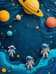 Friendly Astronauts and Planets in a Paper Art Universe: Great for Kids' Birthday Party, Greeting...