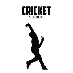 Cricket Silhouette vector stock illustration, Cricketer silhouette Vector