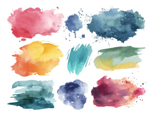 set of watercolor hand drawn watercolor splashes