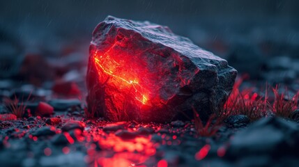 Red laser light on the stone