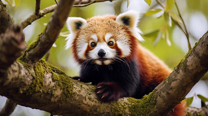 Red panda (Ailurus fulgens) in the tree