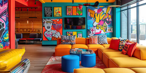 Hip-Hop Hideaway: A Hideaway with Hip-Hop-inspired Decor and 90s Rap Artifacts, Conveying 90s Music Culture