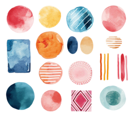 A set of watercolor graphics isolated on a white background.