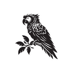 Avian Aurora: Parrot Silhouettes Illuminated by the Radiant Colors of an Aurora in the Tropical Skies - Parrot Illustration - Parrot Vector
