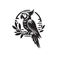 Saffron Sunrise: A Mesmerizing Display of Parrot Silhouettes Greeting the Day in the Warm Hues of Sunrise - Parrot Illustration - Parrot Vector
