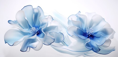 white and blue flowers, beautiful on a white background
