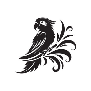 Tropic Twilight: Parrot Silhouettes Series Capturing the Mystical Transition from Day to Night - Parrot Illustration - Parrot Vector
