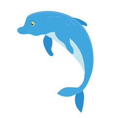 Dolphin. Flat vector illustration. Elements suitable for animation. 